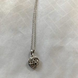 Silver necklace with diamond charm (real)